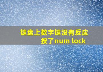 键盘上数字键没有反应按了num lock